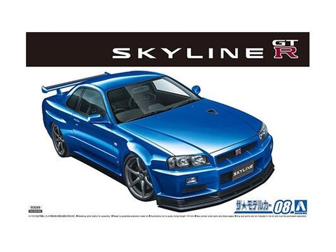 Aoshima R34 Skyline GT-R V-Spec II 2002 1/24 plastikinis surenkamas modelis
