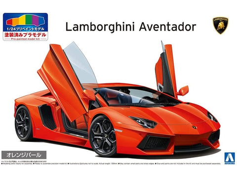 Aoshima Lamborghini Aventador 1/24 oranžinis surenkamas modelis