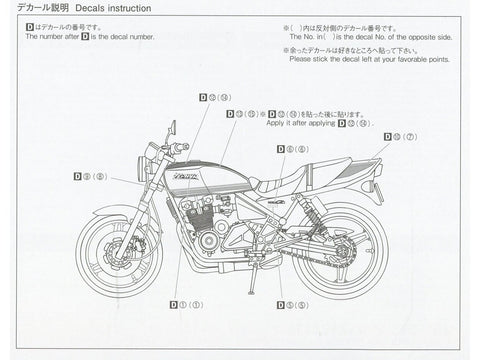 Aoshima Kawasaki Zephyr ZR400C '02 1:12 plastikinis surinkimo rinkinys