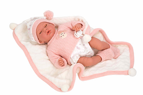 Arias realistiška lėlė su garsu 40 cm, su čiulptuku ir pleduku vaikams