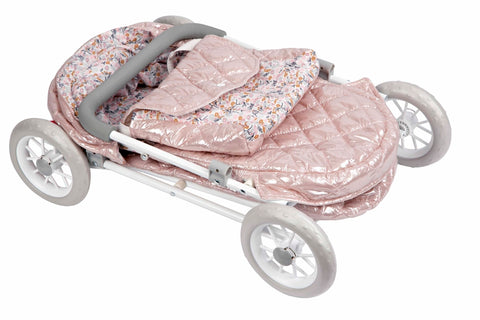 Arias lėlių vežimėlis rožinis, 55 cm, sulankstomas, su rankine, vaikams