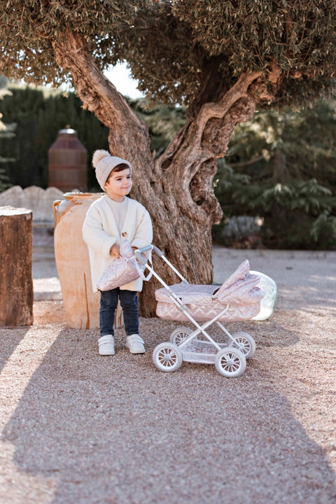 Arias lėlių vežimėlis rožinis, 55 cm, sulankstomas, su rankine, vaikams