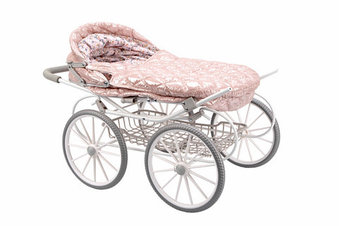 Arias lėlių vežimėlis blizgus, rožinis, 90 cm, su rankine, sulankstomas