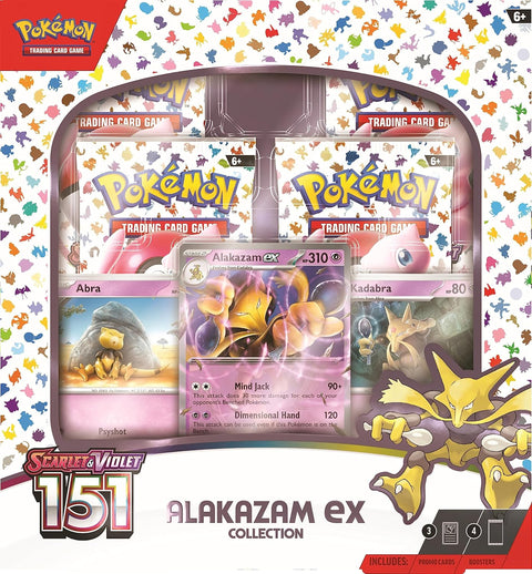 Pokémon TCG Scarlet & Violet 151 Alakazam ex dėžutė su 4 papildymais (EN)