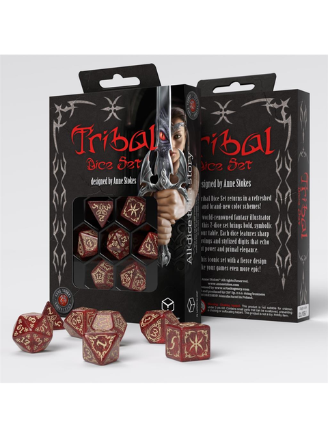 Tribal RPG kauliukų rinkinys – blizganti raudona & smėlio, Q-Workshop