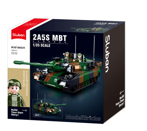 Sluban konstruktorius Leopard 2A5 pagrindinis tankas 2in1, 766 detalių, 6+