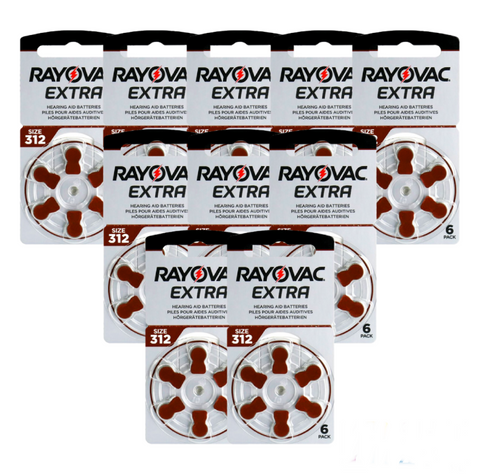 Rayovac Extra 312 baterijos klausos aparatams, ilgalaikės, 60 vnt