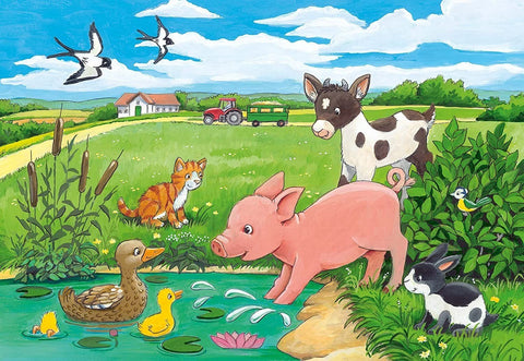 Baby Animals on The Farm 2 x 12 Puzzles - RAVENSBURGER dėlionėHOBI.LT 🇱🇹