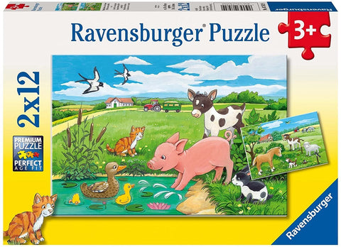 Baby Animals on The Farm 2 x 12 Puzzles - RAVENSBURGER dėlionėHOBI.LT 🇱🇹