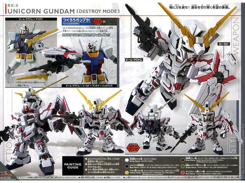 Bandai SD EX-Standard Unicorn Gundam Destroy Mode Gunpla rinkinys 65619