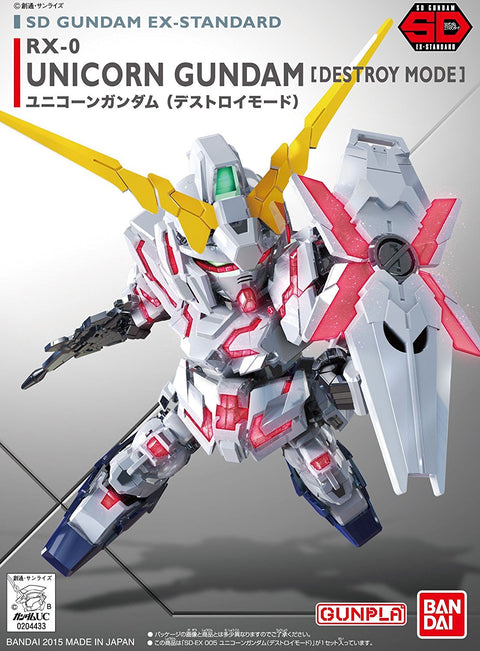 Bandai SD EX-Standard Unicorn Gundam Destroy Mode Gunpla rinkinys 65619