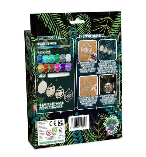 Splat Planet 3D medinių kalėdinių žaisliukų spalvinimo rinkinys vaikams