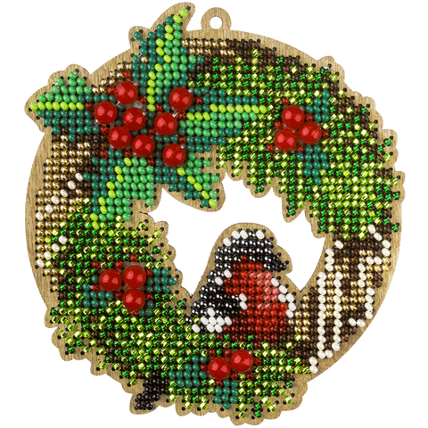 Siuvinėjimo karoliukais rinkinys ant medžio, PRECIOSA, 10×11 cm, 14 spalvų