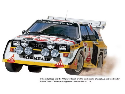 Beemax Audi Sport Quattro S1 E2 Monte Carlo ralis 1986 1/24 modelio rinkinys