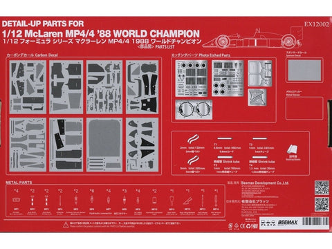 Beemax McLaren MP4/4 1/12 detalus papildymų rinkinys