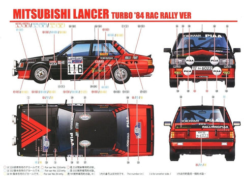 Beemax Mitsubishi Lancer Turbo 1/24 plastikinis surinkimo rinkinys 24022