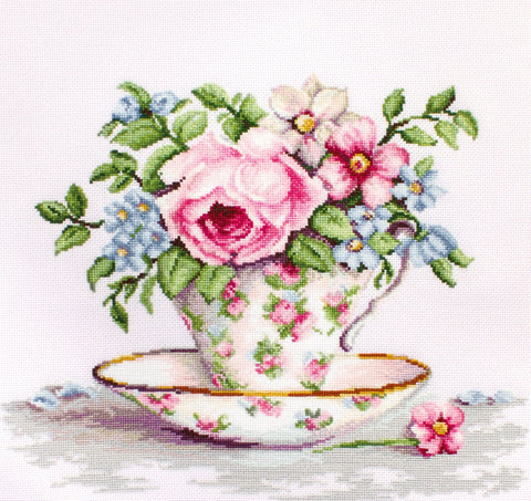 Blooms in a Tea Cup SB2321 - siuvinėjimo kryželiu rinkinysHOBI.LT 🇱🇹