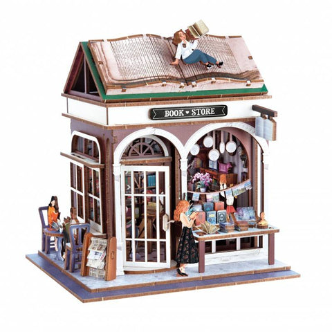 Miniatiūrinis knygynas – medinė 3D diorama dėlionė su LED, 148 det.