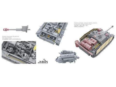 Sturmgeschütz III StuH 42 Ausf. G vokiškas tankas 1/35, pilnas vidus