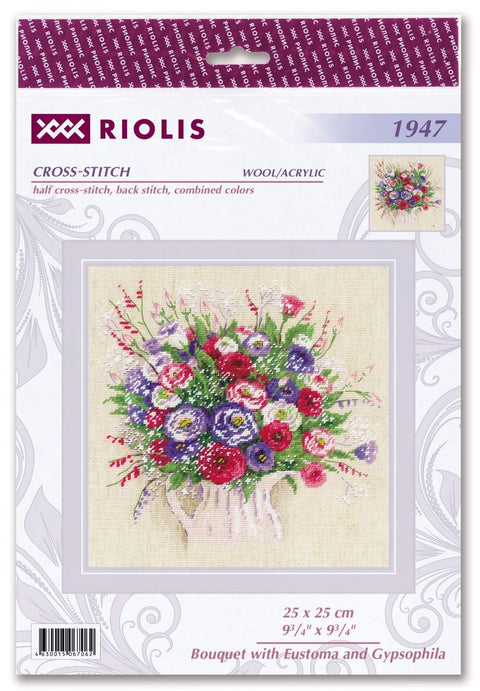 Bouquet with Eustoma and Gypsophila siuvinėjimo rinkinys iš RIOLIS Nr.: 1947HOBI.LT 🇱🇹