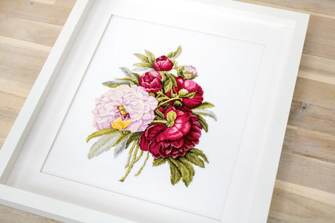 Bouquet with Peonies SB2354 - siuvinėjimo kryželiu rinkinysHOBI.LT 🇱🇹