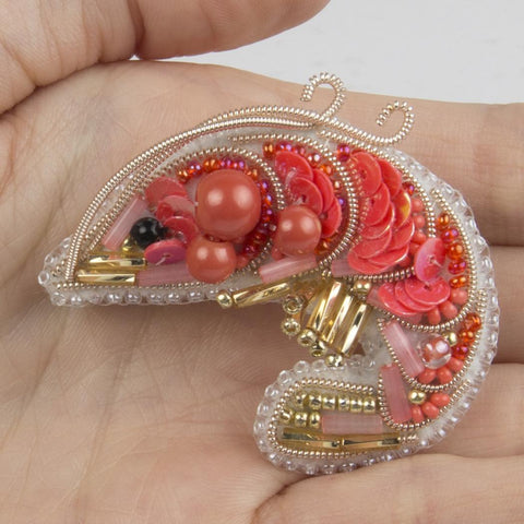 Brošės siuvinėjimo karoliukais rinkinys „Krevetė“ Crystal Art