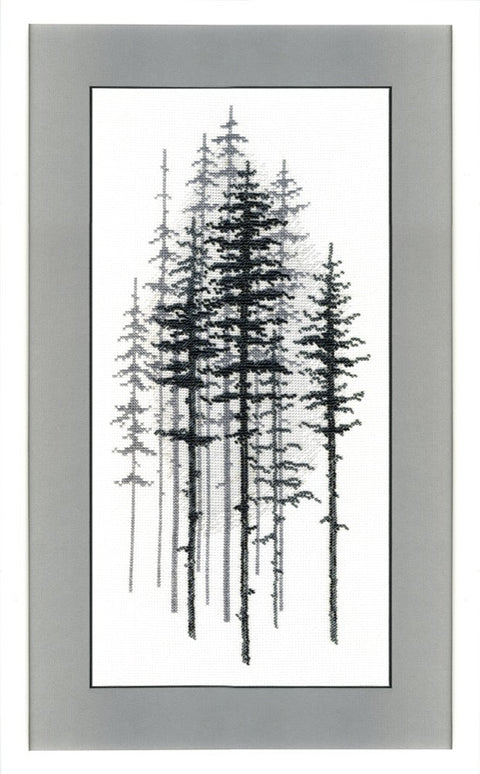 Siuvinėjimo kryželiu rinkinys su karoliukais „Ūkanotas miškas“, 15×29,5 cm
