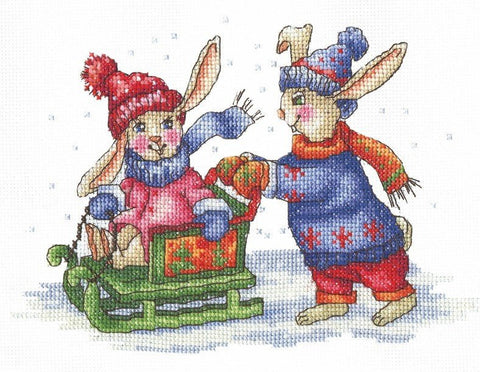 Bunnies Winter Games SANZ - 43 - siuvinėjimo rinkinys iš AndrianaHOBI.LT 🇱🇹