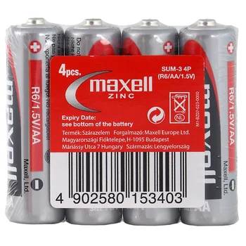 Maxell AA R6 cinko-anglies baterijos 1,5V laikrodžiams, 4 vnt.