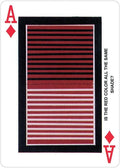 Pokerio korta Ace of Diamonds su raudonų ir juodų juostelių optine iliuzija, viršutinė ir apatinė raudona atrodo kitaip