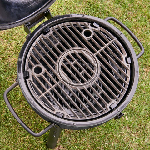 Kompaktiška kamado anglinė kepsninė 35 cm su ketaus grotelėmis rūkymui