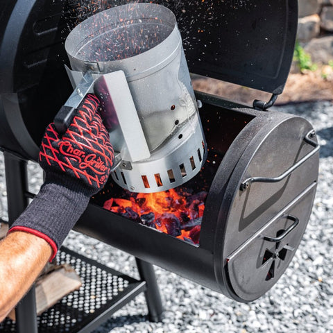 Char-Griller Smokin Champ lauko grilis-rūkykla su ketaus grotelėmis
