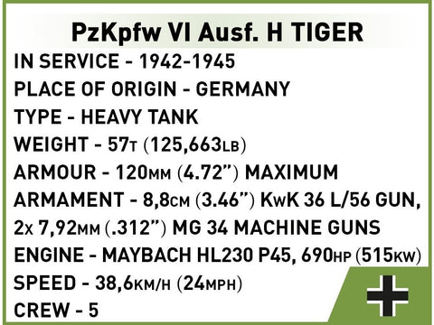 COBI Tiger 131 PzKpfw VI tanko konstruktorius 1:48, 340 detalių