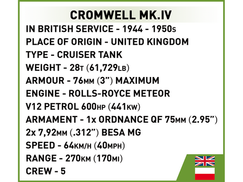COBI Cromwell Mk IV tanko konstruktorius 1:35, 544 detalės