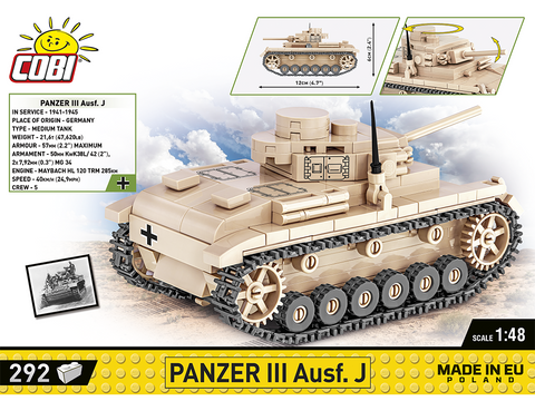COBI Panzer III Ausf. J tanko konstruktorius 1:48, 292 detalių