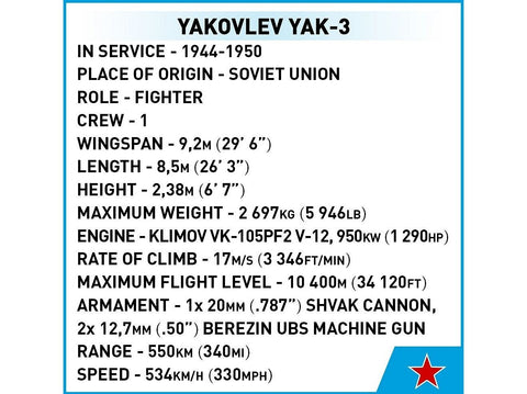 COBI Yakovlev Yak-3 1:48 konstruktorius, 140 detalių, 7+ (5862)
