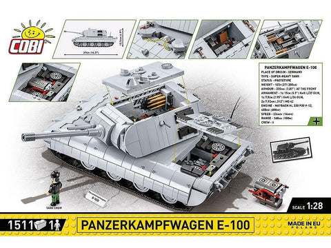 COBI konstruktorius tankas Panzerkampfwagen E-100, 1:28, 1511 detalių
