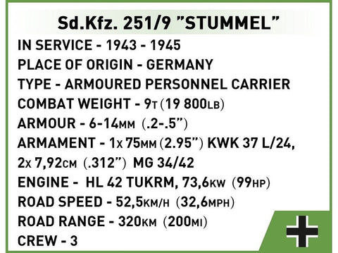 COBI Konstruktorius Sd.Kfz. 251/9 Stummel 1:35, 485 detalių