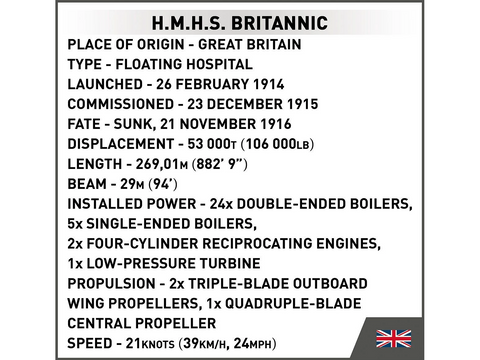 COBI HMHS Britannic laivo konstruktorius 1:700, 636 detalių