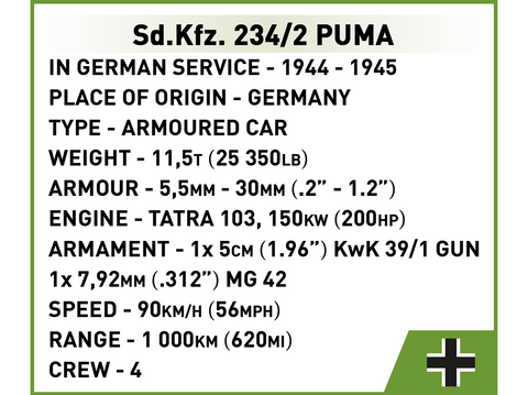 COBI konstruktorius Sd.Kfz. 234/2 Puma, 1:35, 470 detalių