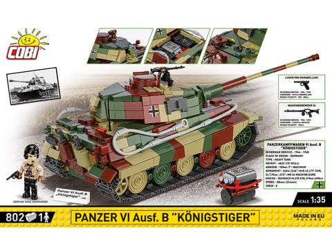 COBI tanko konstruktorius Panzer VI B Königstiger 1:35, 802 detalių