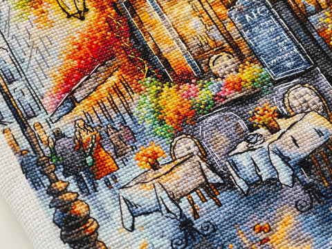 Rudens kava – kryželiu siuvinėjimo rinkinys, 29x29 cm, Aida 16
