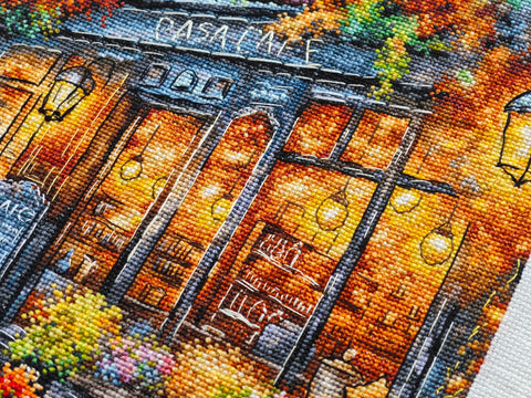 Rudens kava – kryželiu siuvinėjimo rinkinys, 29x29 cm, Aida 16