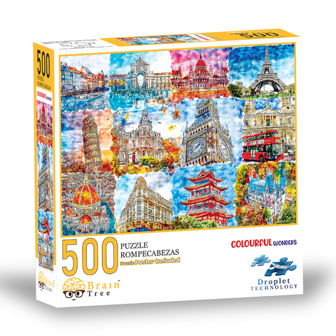Brain Tree Games dėlionė „Spalvoti stebuklai“ – 500 det., atsitiktinis pjūvis, 49×36 cm