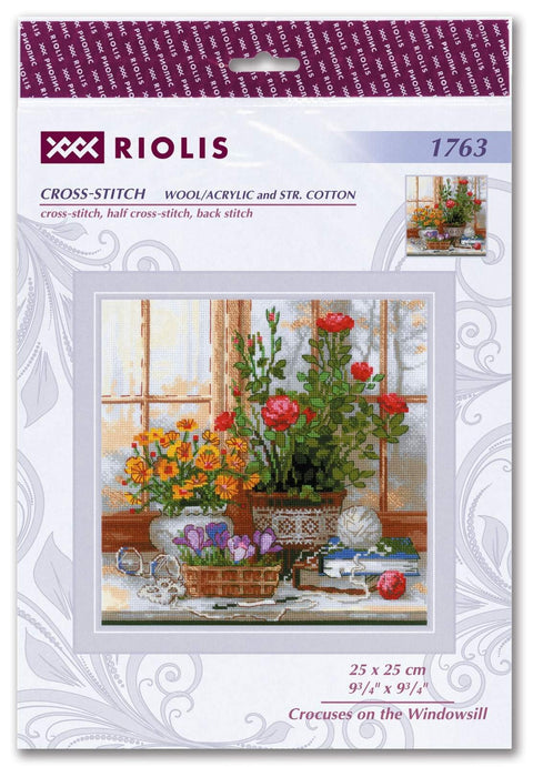 RIOLIS: Crocuses On The Windowsill siuvinėjimo rinkinys iš RIOLIS Nr.: 1763 - HOBI.LT 🇱🇹