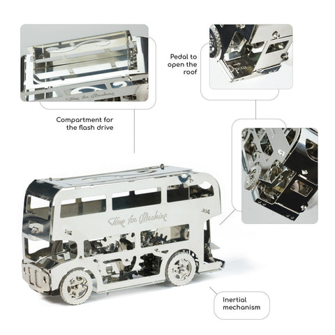 Time For Machine: Cute Double - Decker - metalinio konstruktoriaus komplektas - HOBI.LT 🇱🇹