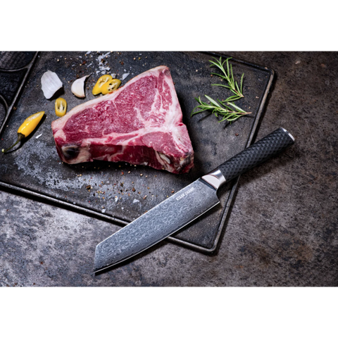 Kiritsuke šefo peilis 20 cm iš Damasko plieno VG-10 – Steak Champ