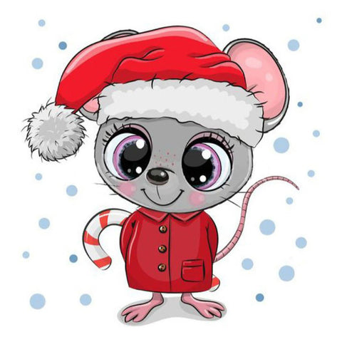 Wizardi: Deimantinis paveikslas Christmas Mouse WD2478 - HOBI.LT 🇱🇹