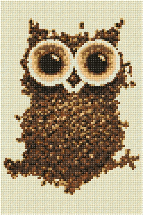 Wizardi: Deimantinis paveikslas Coffee Owl WD242 20*30 cm - HOBI.LT 🇱🇹