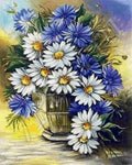 HOBI.LT 🇱🇹: Deimantinis paveikslas Daisies and Cornflowers AZ - 1245 Dydis: 40х50 - HOBI.LT 🇱🇹